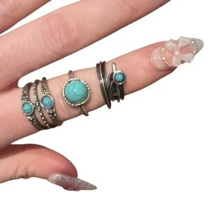 Turquoise and Silver Ring Set